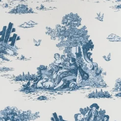 Dekostoff Halbpanama Classic Shepherd Scene Toile de Jouy ecru blau 1,40m Breite