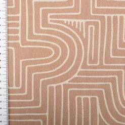 Dekostoff Halbpanama Curve Maze Line braun 1,4m Breite