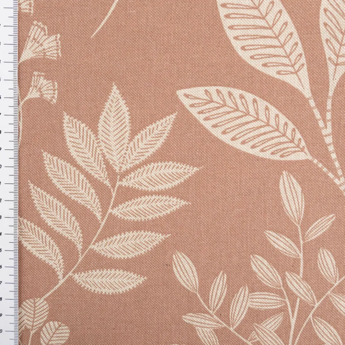 Dekostoff Halbpanama Delicate Flora Branch Gräser Blätter braun 1,4m Breite