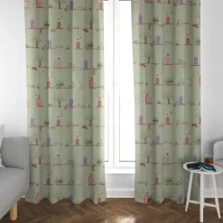 Dekostoff Halbpanama Digitaldruck Waldleben Mr. Rabbit Haus Hase Fuchs grün braun 1,40m Breite