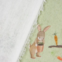 Dekostoff Halbpanama Digitaldruck Waldleben Mr. Rabbit Haus Hase Fuchs grün braun 1,40m Breite