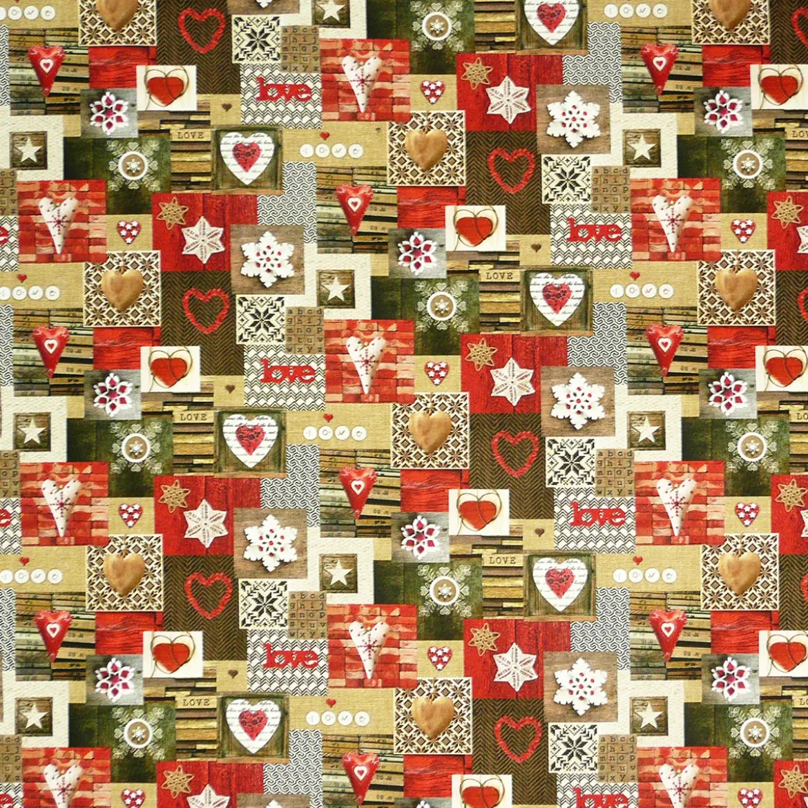 Dekostoff Halbpanama Digitaldruck Winter Love Herzen 1,40m breit