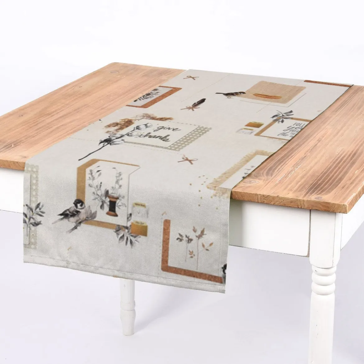 Dekostoff Halbpanama Digitaldruck Lebensweisheiten beige 140cm Breite