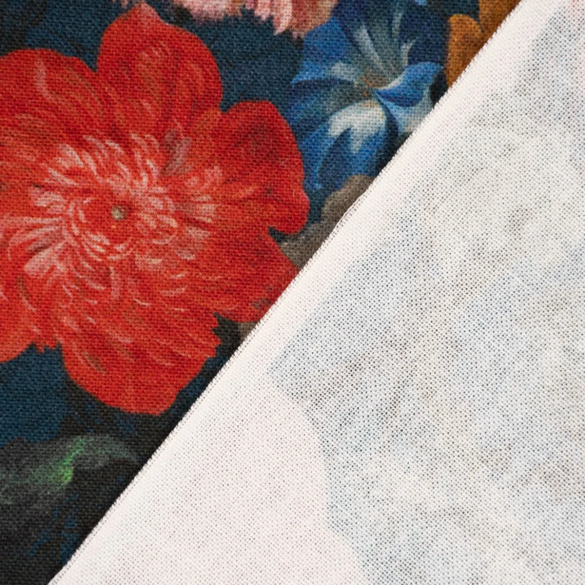 Dekostoff Halbpanama Digitaldruck Blumenbouquet blau bunt 140cm Breite
