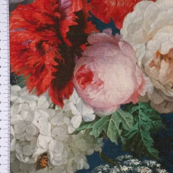 Dekostoff Halbpanama Digitaldruck Blumenbouquet blau bunt 140cm Breite