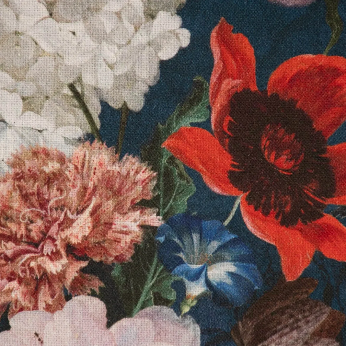 Dekostoff Halbpanama Digitaldruck Blumenbouquet blau bunt 140cm Breite