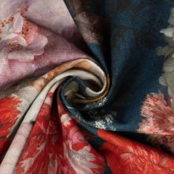 Dekostoff Halbpanama Digitaldruck Blumenbouquet blau bunt 140cm Breite