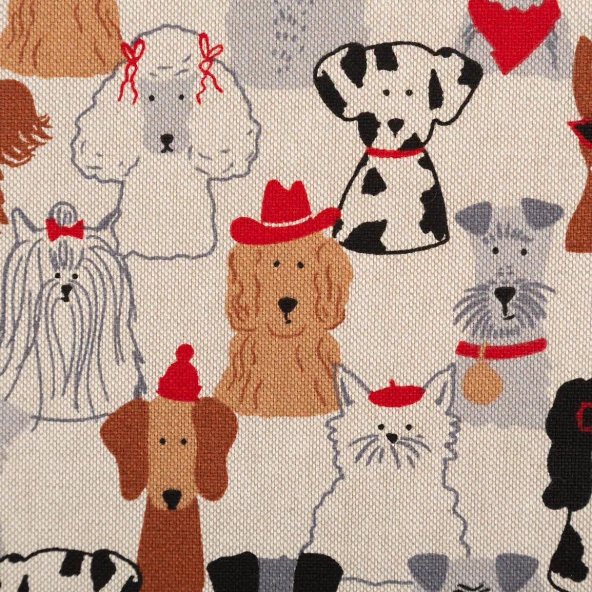 Dekostoff Halbpanama Dog Dress Up natur rot braun 1,4m Breite