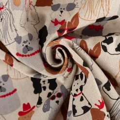 Dekostoff Halbpanama Dog Dress Up natur rot braun 1,4m Breite