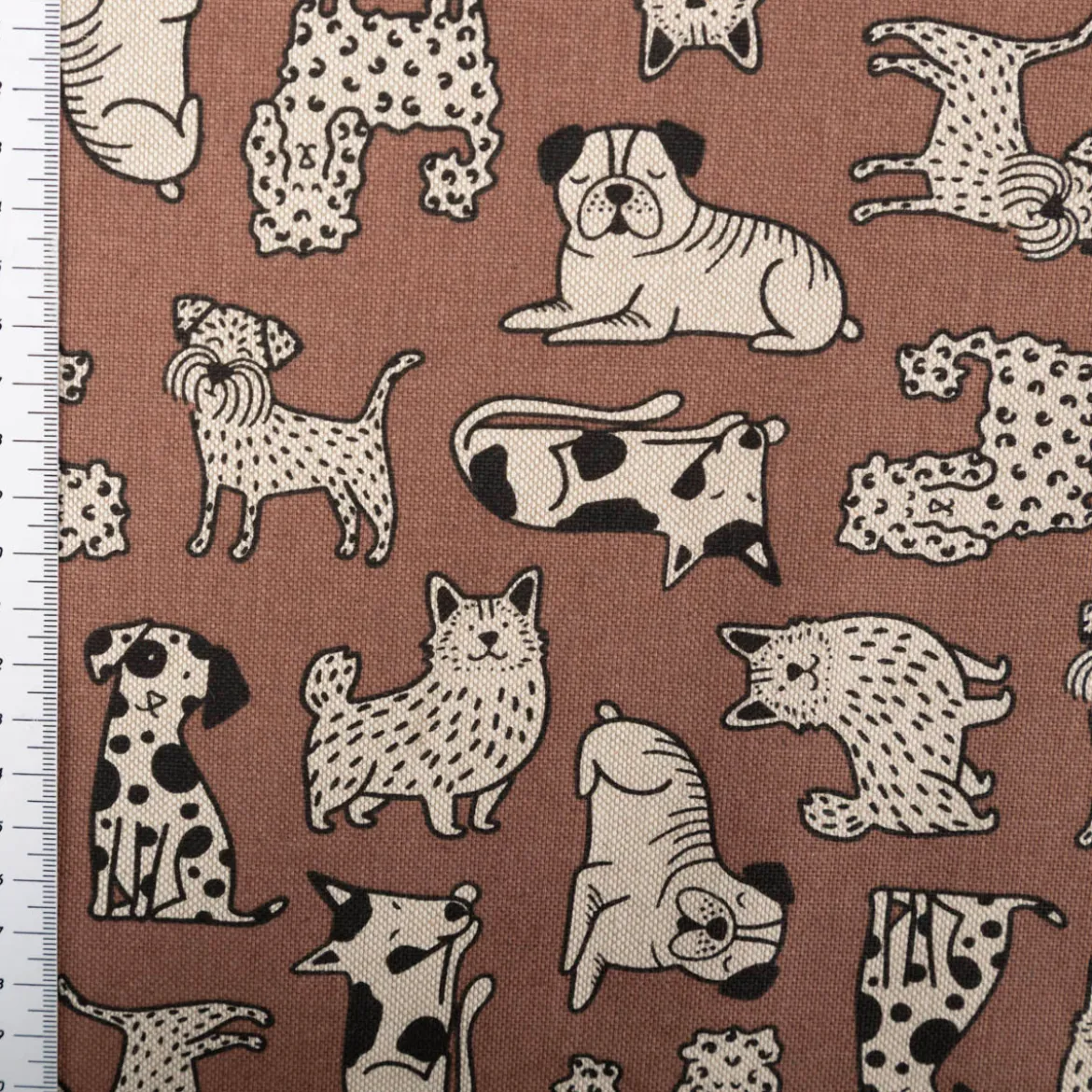 Dekostoff Halbpanama Dog Wildlife Art Hunde braun 1,4m Breite