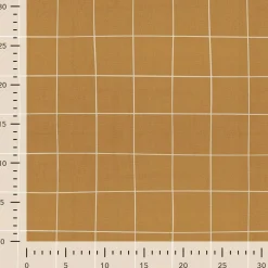 Dekostoff Halbpanama Freehand Grid Lines Gitterlinien Karo senfgelb 1,40m Breite