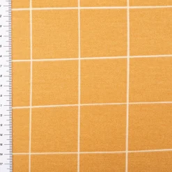 Dekostoff Halbpanama Freehand Grid Lines Gitterlinien Karo senfgelb 1,40m Breite