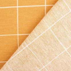 Dekostoff Halbpanama Freehand Grid Lines Gitterlinien Karo senfgelb 1,40m Breite