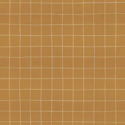 Dekostoff Halbpanama Freehand Grid Lines Gitterlinien Karo senfgelb 1,40m Breite