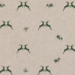 Dekostoff Halbpanama Leinenlook Hirsch Edelweiß Digitaldruck natur grün 1,40m