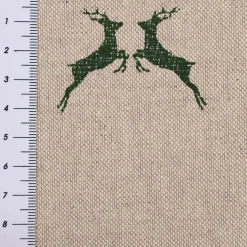 Dekostoff Halbpanama Leinenlook Hirsch Edelweiß Digitaldruck natur grün 1,40m