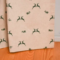 Dekostoff Halbpanama Leinenlook Hirsch Edelweiß Digitaldruck natur grün 1,40m