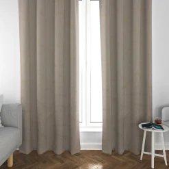 Dekostoff Halbpanama Leinenlook Noten natur gold 1,40m Breite