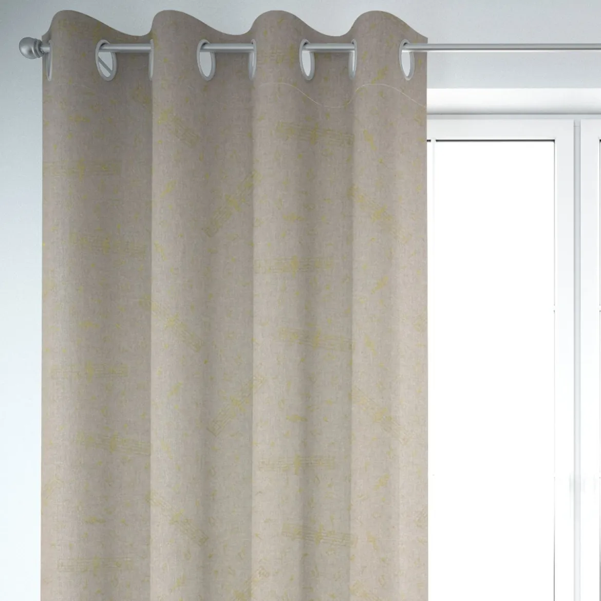 Dekostoff Halbpanama Leinenlook Noten natur gold 1,40m Breite