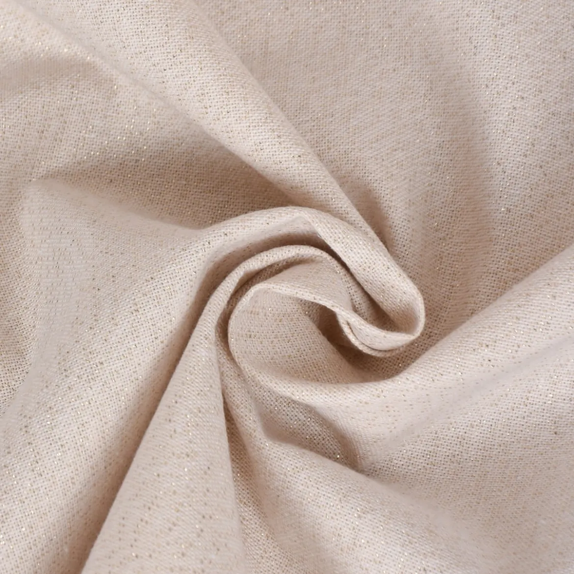 Dekostoff Halbpanama Leinenlook Lurexeffekte Glamour uni creme goldfarbig 1,40m Breite