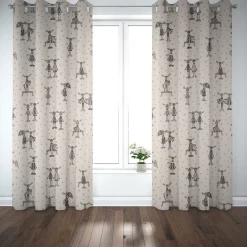 Dekostoff Halbpanama Leinenlook Moose Winter Elche Love natur grau beige 1,40m Breite