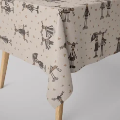 Dekostoff Halbpanama Leinenlook Moose Winter Elche Love natur grau beige 1,40m Breite