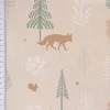 Dekostoff Halbpanama Leinenlook Cold Forest Animals Bäume Waldtiere beige grün weiß 1,40m Breite