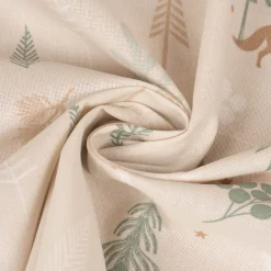 Dekostoff Halbpanama Leinenlook Cold Forest Animals Bäume Waldtiere beige grün weiß 1,40m Breite