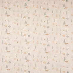 Dekostoff Halbpanama Leinenlook Cold Forest Animals Bäume Waldtiere beige grün weiß 1,40m Breite