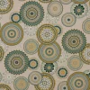 Dekostoff Halbpanama Leinenlook Mandalas natur grün 1,40m Breite