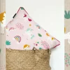 Dekostoff Halbpanama Leinenlook Einhörner Regenbogen natur bunt 1,40m Breite