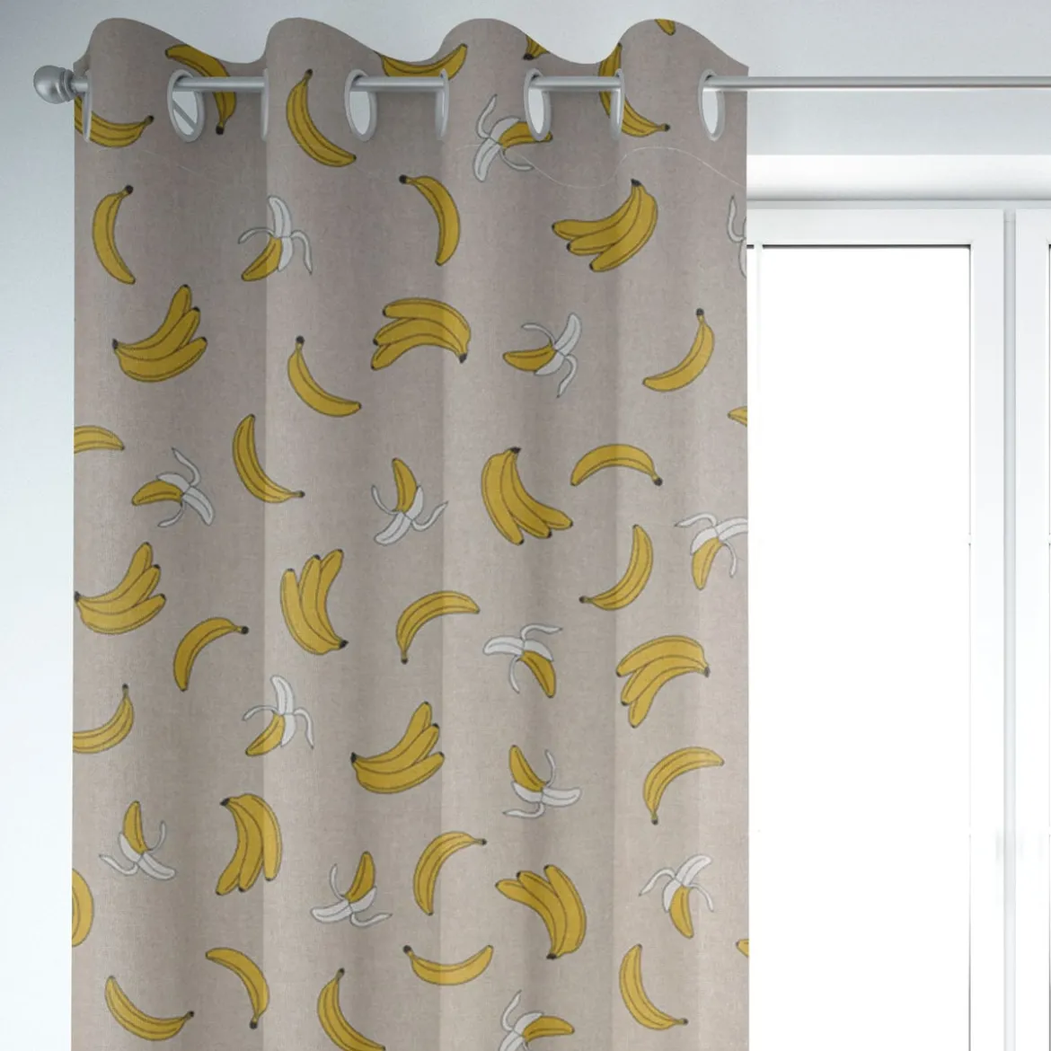 Dekostoff Halbpanama Leinenlook Bananen natur gelb 1,40m Breite