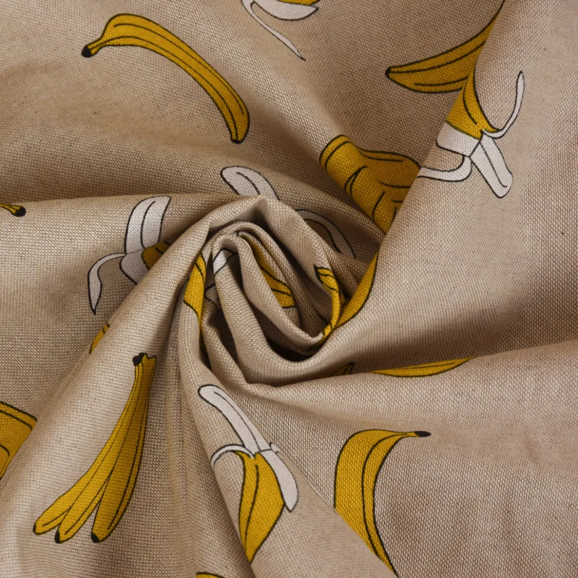 Dekostoff Halbpanama Leinenlook Bananen natur gelb 1,40m Breite