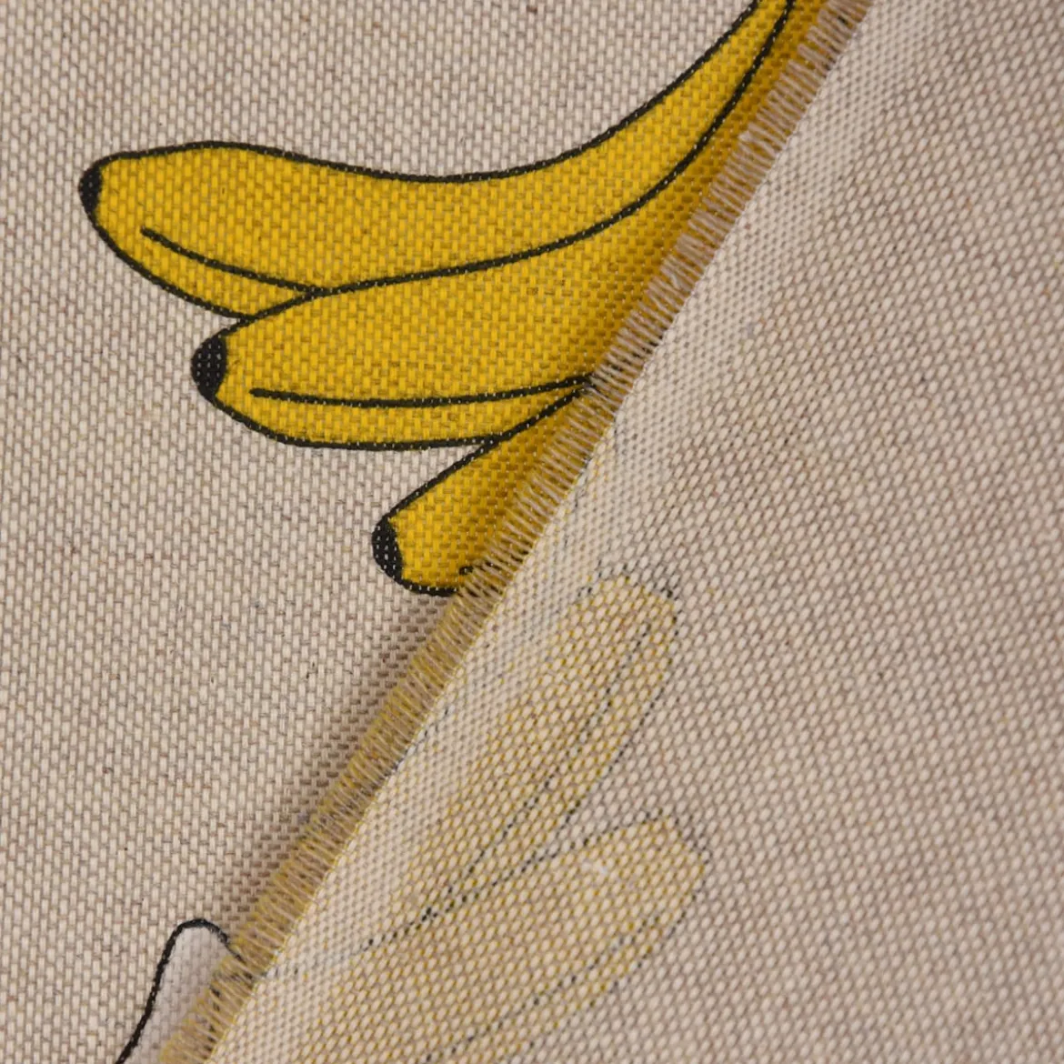 Dekostoff Halbpanama Leinenlook Bananen natur gelb 1,40m Breite