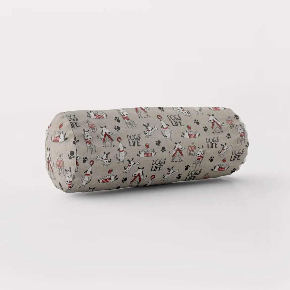 Dekostoff Halbpanama Leinenlook Hunde Dackel Dogs Life natur weiß rot 1,40m Breite