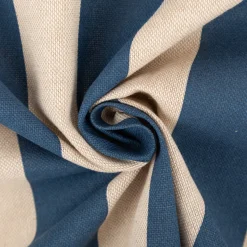 Dekostoff Halbpanama Leinenlook Streifen jeansblau natur 1,40m Breite