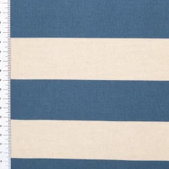 Dekostoff Halbpanama Leinenlook Streifen jeansblau natur 1,40m Breite