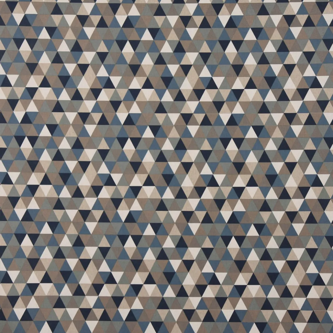 Dekostoff Halbpanama Leinenlook Dreiecke blau grau 1,40m Breite