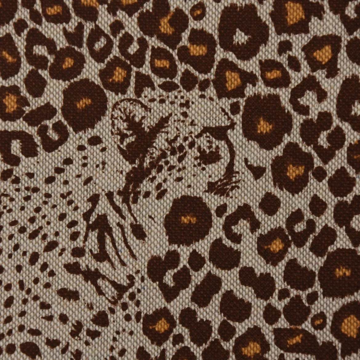 Dekostoff Halbpanama Leinenlook Leoparden natur braun 1,40m Breite
