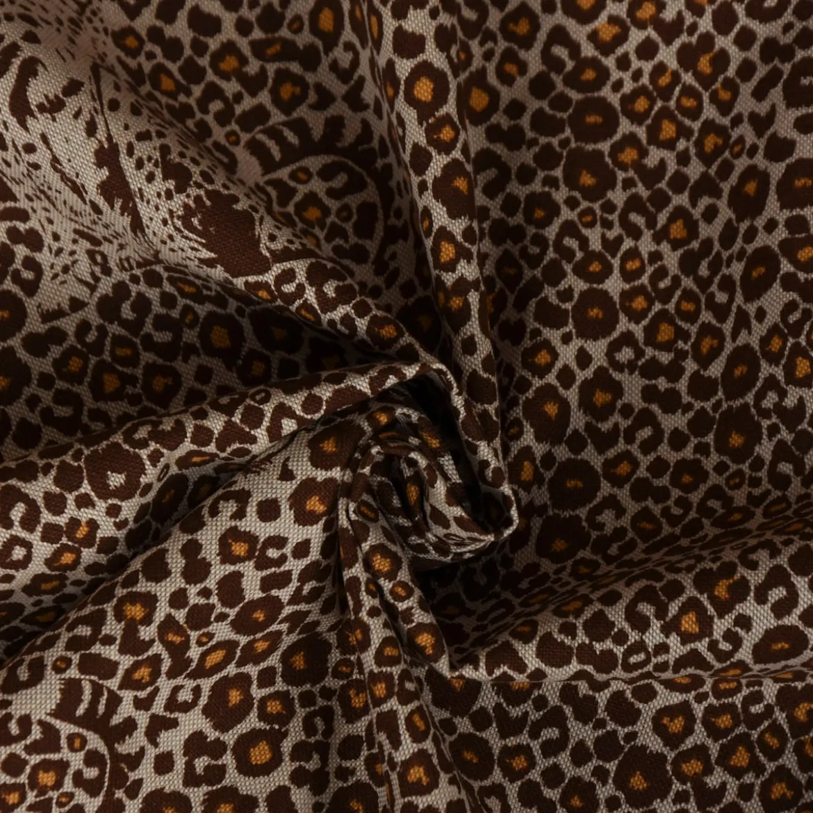 Dekostoff Halbpanama Leinenlook Leoparden natur braun 1,40m Breite