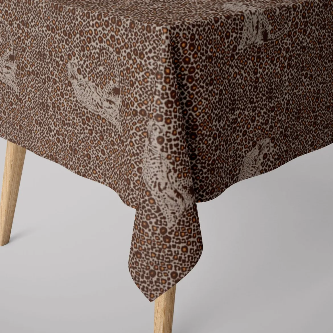 Dekostoff Halbpanama Leinenlook Leoparden natur braun 1,40m Breite