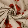 Dekostoff Halbpanama Leinenlook Poppy Field Mohnblumen natur rot 1,40m Breite