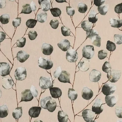 Dekostoff Halbpanama Leinenlook Eukalyptus Leaves Eukalyptusblätter natur grün 1,40m Breite