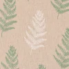 Dekostoff Halbpanama Leinenlook Fragile Fern Farnblätter natur grün 1,40m Breite