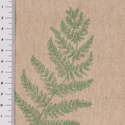 Dekostoff Halbpanama Leinenlook Fragile Fern Farnblätter natur grün 1,40m Breite