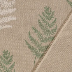 Dekostoff Halbpanama Leinenlook Fragile Fern Farnblätter natur grün 1,40m Breite