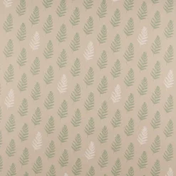 Dekostoff Halbpanama Leinenlook Fragile Fern Farnblätter natur grün 1,40m Breite
