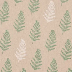 Dekostoff Halbpanama Leinenlook Fragile Fern Farnblätter natur grün 1,40m Breite
