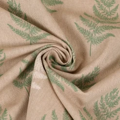 Dekostoff Halbpanama Leinenlook Fragile Fern Farnblätter natur grün 1,40m Breite
