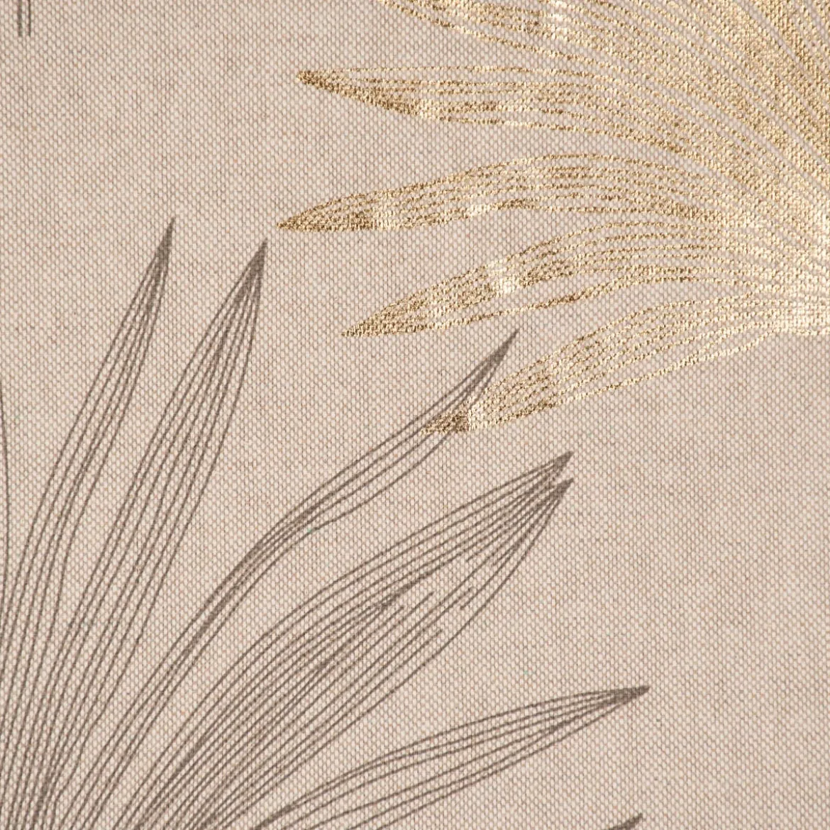 Dekostoff Halbpanama Leinenlook Luxury Palm Palmblätter natur braun gold 1,40m Breite